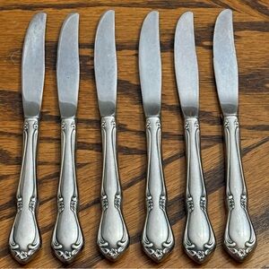 Oneida CHATEAU 6 Dinner Knives Oneidacraft Deluxe Stainless Flatware 8 1/2”
